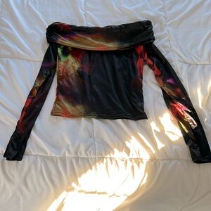Gorgeous New with Tags Prettylittlething Multi Colored Off the Shoulder Top
